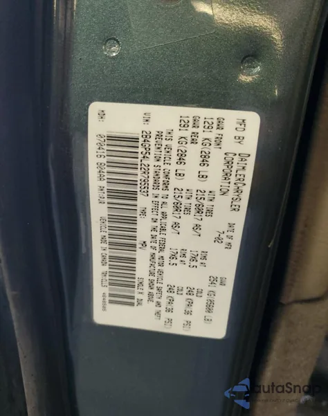 2002 Dodge Grand Caravan Es from USA, damaged, VIN 2B4GP54L22R795537